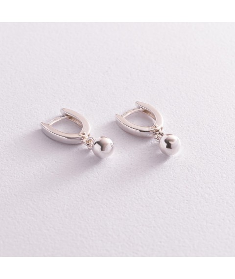 Silver earrings "Balls" 123120 Onyx