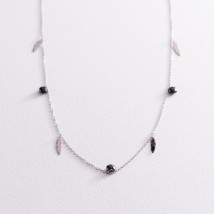 Necklace "Feathers" in white gold (cubic zirconia) coll02027 Onix 40