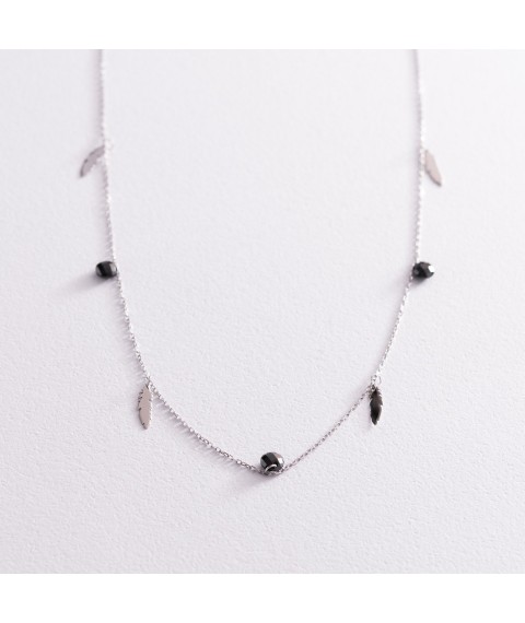 Necklace "Feathers" in white gold (cubic zirconia) coll02027 Onix 40