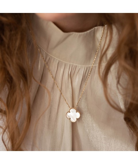 Necklace "Clover" in yellow gold (mother of pearl) count02381 Onix 50