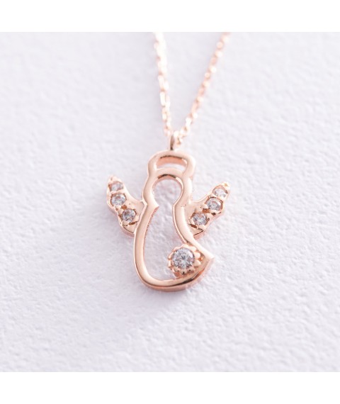 Gold necklace "Angel" with cubic zirconia col01711 Onix 45