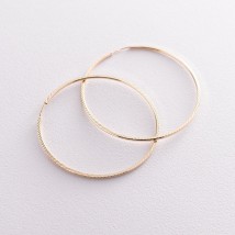 Серьги - кольца в желтом золоте (5.4 см) с07190 Онікс