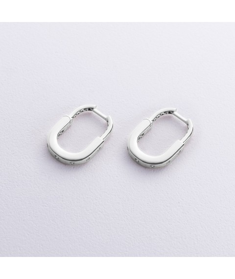 Earrings "Camilla" in white gold (cubic zirconia) s08808 Onyx