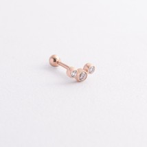 Одиночная золотая серьга в хрящ ушка (фианиты) з40069ч Онікс