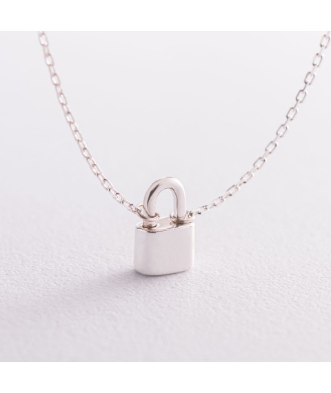 Necklace "Lock" in silver 181117 Onyx 40