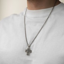 Православний срібний хрест "Розп'яття. Спаси і Збережи" 133308 Онікс