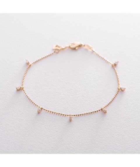 Gold bracelet with cubic zirconia b04218 Onyx 17