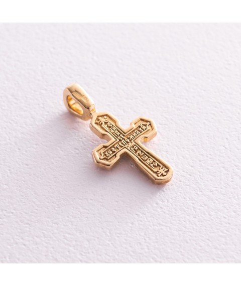 Серебряный крестик с чернением и позолотой 132388 Онікс