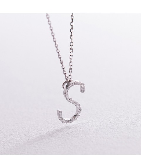 Gold necklace with the letter "S" with diamonds 133601121 Onyx