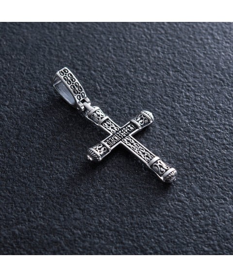 Silver cross "Crucifixion. Save and Preserve" (in Ukrainian) kdu-20 Onix