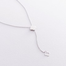 Necklace "Clover" in white gold kol01902 Onyx 45