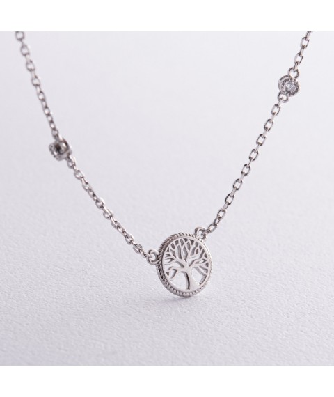 Silver necklace "Tree of Life" (cubic zirconia) 18816 Onix 40
