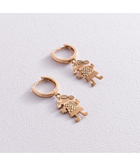 Gold earrings "Girls" s04396 Onyx