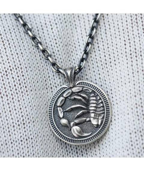 Silver pendant "Zodiac sign Scorpio" 133200scorpio Onyx