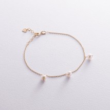 Bracelet with pearls (yellow gold) b05262 Onix 19