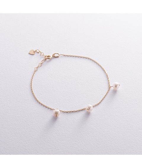 Bracelet with pearls (yellow gold) b05262 Onix 18