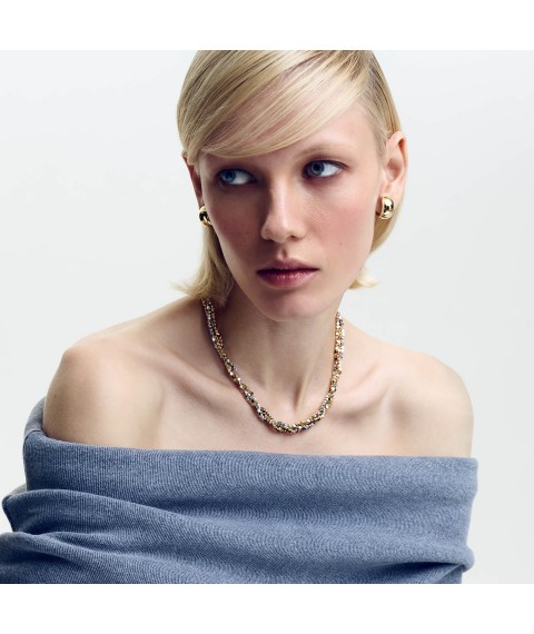 Earrings - rings in yellow gold s07061 Onyx