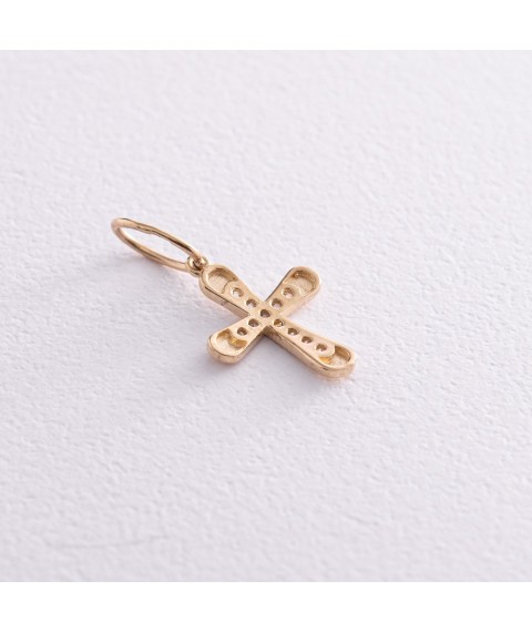 Cross in yellow gold with cubic zirconia p03759 Onyx