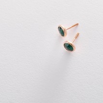 Gold stud earrings with green onyx s05194 Onyx