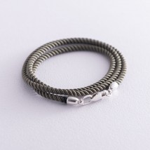Шовковий шнурок кольору Хакі з гладкою срібною застібкою (3 мм) 18396 Онікс  35