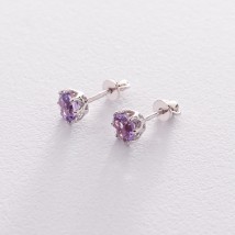 Gold stud earrings with amethyst s06406 Onyx