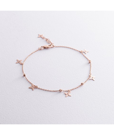 Bracelet "Clover" in red gold b04569 Onix 20
