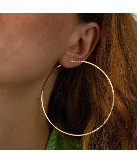 Earrings - rings in yellow gold (7.3 cm) s08600 Onyx