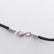 Черный шелковый шнурок с застежкой из белого золота (2мм) кол00849 Онікс  50