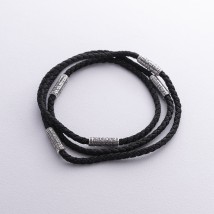 Серебряный шелковый шнурок с серебряными вставками "Молитва" 1094шн Онікс  60
