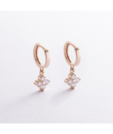 Gold earrings - Clover rings with diamonds 322983121 Onyx