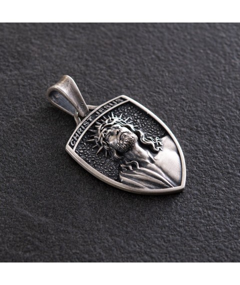 Silver pendant "Jesus Christ in the crown of thorns" 133175 Onyx