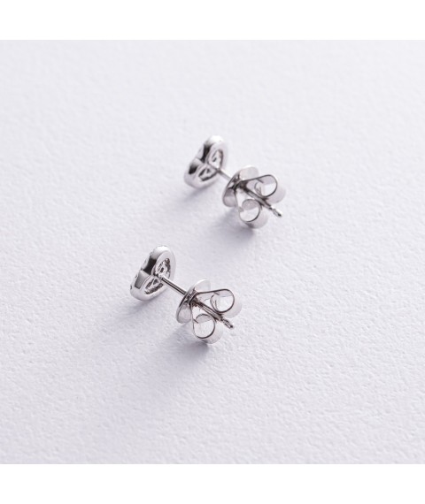 Gold earrings - studs "Hearts" with diamonds sb0466ch Onyx