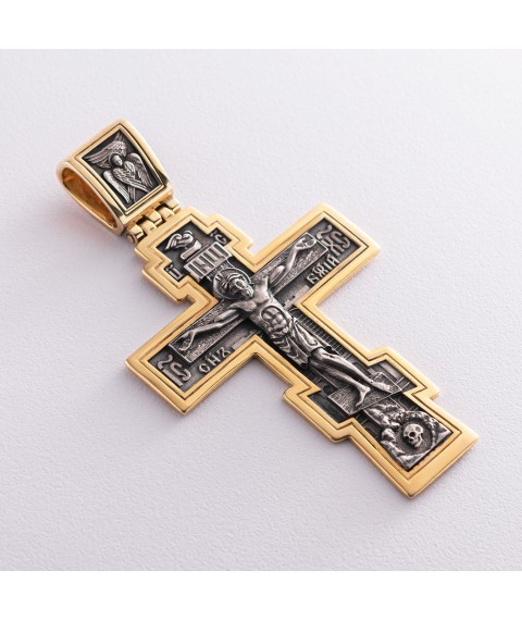 Silver cross for clergy "The Crucifixion of Christ. Prayer "May God rise again" 132957 Onyx