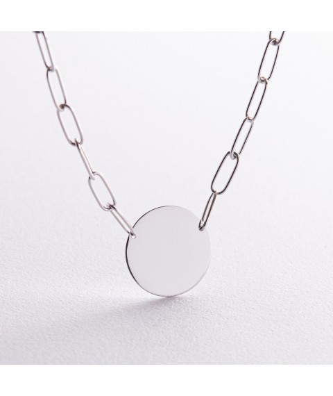 Necklace with coin for engraving (white gold) count02391 Onix 42