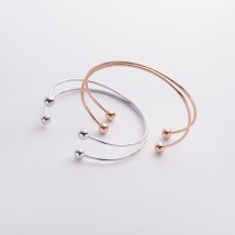 Жесткий браслет "Шарики" (белое золото) б05580 Онікс 16