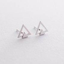 Silver stud earrings "Triangles" 122637 Onyx