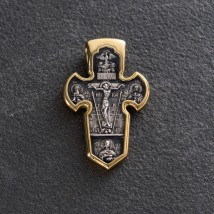 Серебряный крестик с позолотой «Распятие. Архангел Михаил» 131746 Онікс