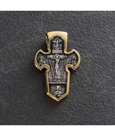 Серебряный крестик с позолотой «Распятие. Архангел Михаил» 131746 Онікс