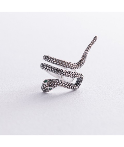 Silver earring - cuff "Snake" 123291 Onyx