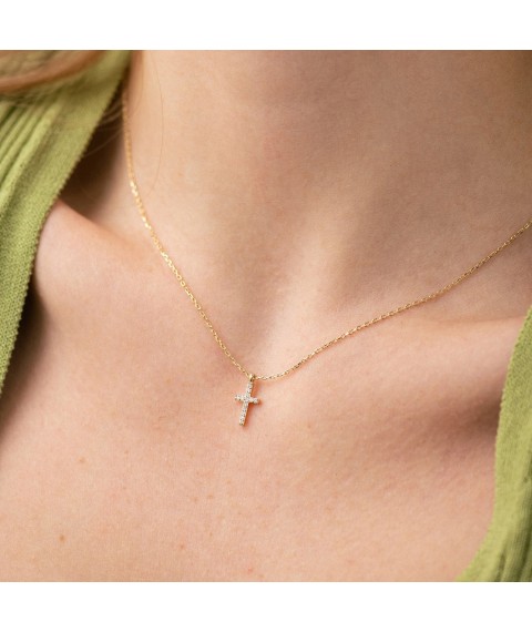 Necklace "Cross" in yellow gold (diamonds) flask0132m Onix 45