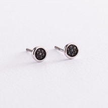 Gold earrings - studs with black diamonds 102-10068 Onyx