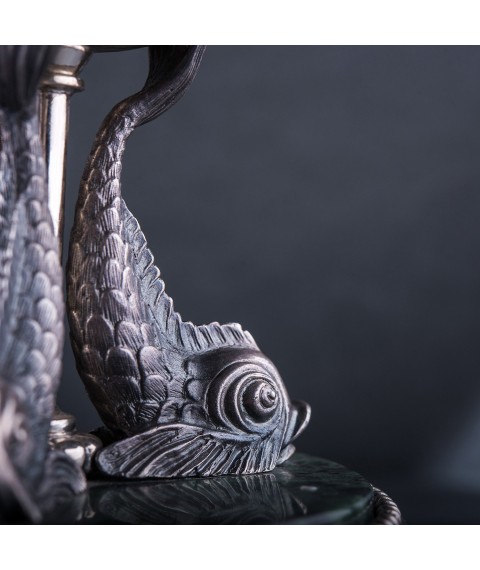 Фруктовниця "Дельфіни" зі срібла і мармуру, ручна робота сер00003 Онікс