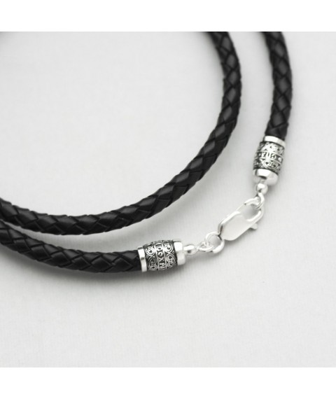 Leather cord with silver clasp “Save and Preserve” (5 mm) 18712 Onix 65
