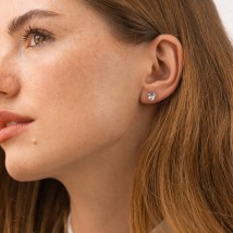 Серебряные серьги - пусеты с фианитами (6мм) 12868 Онікс
