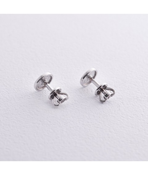Silver earrings - studs without stones 122437 Onyx