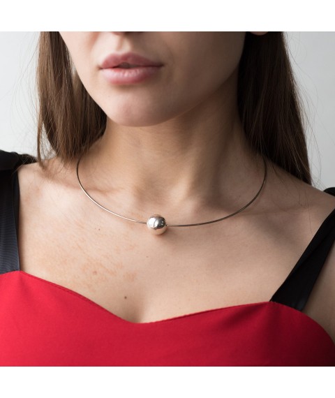 Silver necklace with ball 18056 Onyx