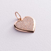 Gold pendant "Heart" with cubic zirconia p03015 Onix
