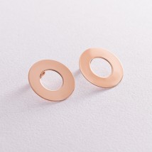 Gold earrings - studs "Mirror" (2.1 cm) s07698 Onyx