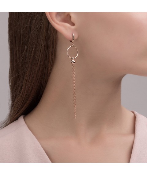 Dangling earrings made of red gold s06353 Onyx