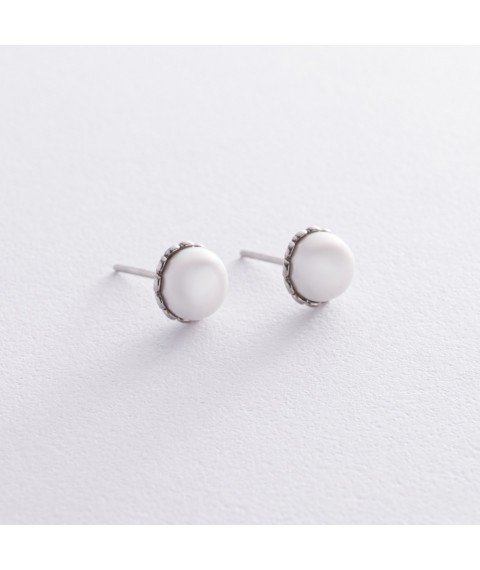 Сережки - пусети з перлами (срібло) 121024 Онікс